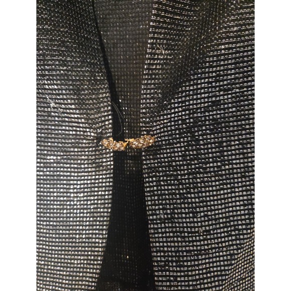 R&K Silver Metallic Sparkle Jacket, Women's Size 8 Petite, Formal Evening Blazer - Picture 5 of 8